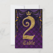 Royal Paars Gold Crown Wedding Table Number 2 Kaart (Voorkant)