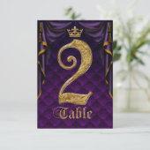 Royal Paars Gold Crown Wedding Table Number 2 Kaart (Staand voorkant)