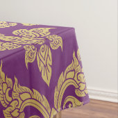 Royal Paars Gold Damask Pattern Fleur Monogram Tafelkleed (Voorbeeld)