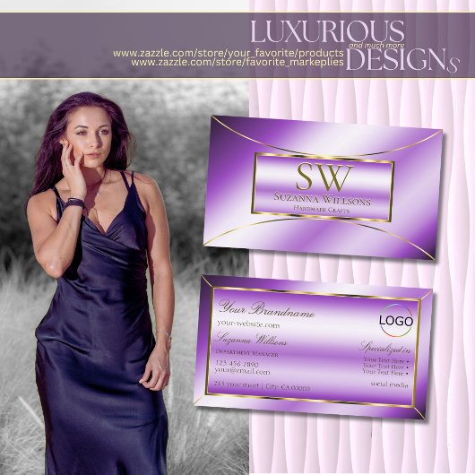 Royal Paars Gold Decor met monogram en Logo Visitekaartje