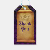 Royal Paars & Gold Drapes Scroll Wedding Favor Cadeaulabel (Voorkant)