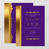 Royal Paars Gold Elegant Glam Wedding Kaart (Voorkant / Achterkant)