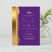 Royal Paars Gold Elegant Glam Wedding Kaart (Staand voorkant)