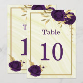 royal paars gold floral geometric table number kaart (Voorkant / Achterkant)
