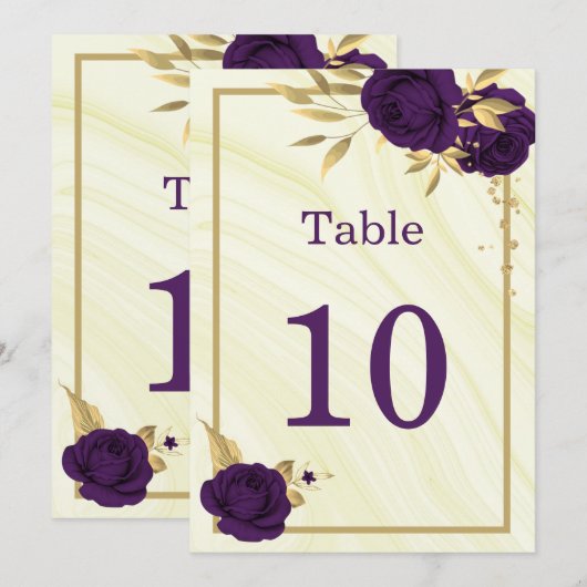 royal paars gold floral geometric table number kaart (Voorkant / Achterkant)