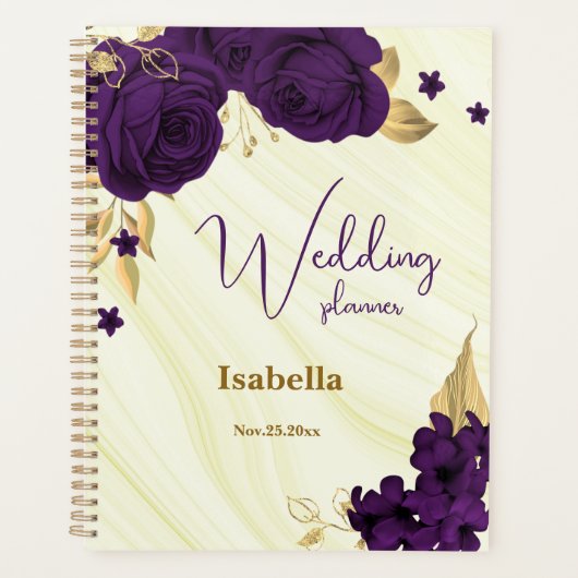 royal paars gold floral marmer planner (Voorkant)