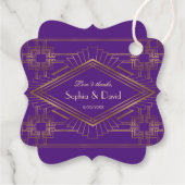 Royal Paars Gold Great Gatsby Wedding Bedankjes Labels (Achterkant)