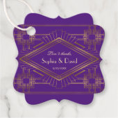 Royal Paars Gold Great Gatsby Wedding Bedankjes Labels (Voorkant)