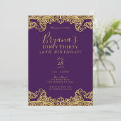 Royal Paars & Gold Lace Dirty 30 30th Birthday Kaart (Staand voorkant)