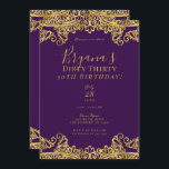 Royal Paars & Gold Lace Dirty 30 30th Birthday Kaart<br><div class="desc">Aanpassen voor elke gebeurtenis</div>
