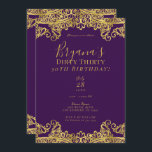 Royal Paars & Gold Lace Dirty 30 30th Birthday Kaart<br><div class="desc">Aanpassen voor elke gebeurtenis</div>