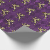 Royal Paars Gold Lion Wrapping Paper Cadeaupapier (Hoek)