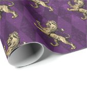 Royal Paars Gold Lion Wrapping Paper Cadeaupapier (Rol Hoek)