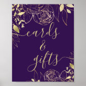 Royal Paars & Gold Modern Floral Cards & Gifts Poster (Voorkant)