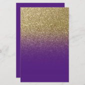 Royal Paars Gold Ombre Glitter Briefpapier (Voorkant / Achterkant)