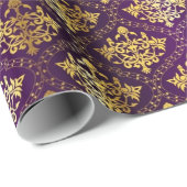 Royal Paars & Gold Wrapping Paper Cadeaupapier (Rol Hoek)