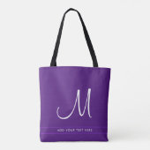 Royal Paars Initiaal Monogram Typografie Sjabloon Tote Bag (Achterkant)
