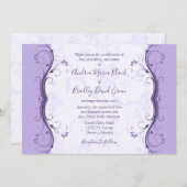 Royal Paars & Lavender Floral Wedding Invitation Kaart (Voorkant / Achterkant)