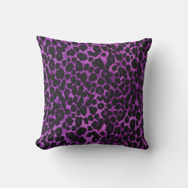 Royal Paars Leopard Print Buitenkussen (Voorkant)