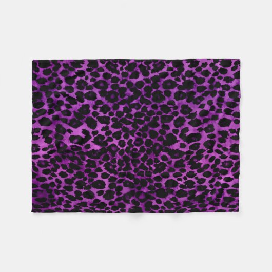 Royal Paars Leopard Print Fleece Deken (Voorkant (Horizontaal))