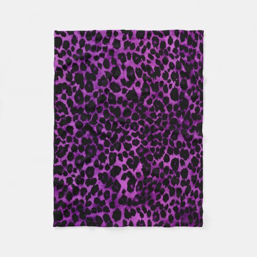 Royal Paars Leopard Print Fleece Deken (Voorkant)