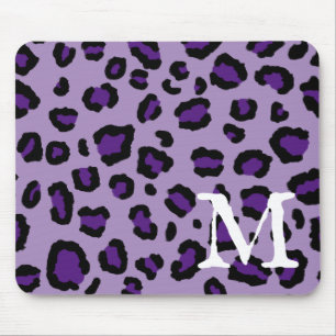 Royal Paars Leopard Print Monogram Muismat