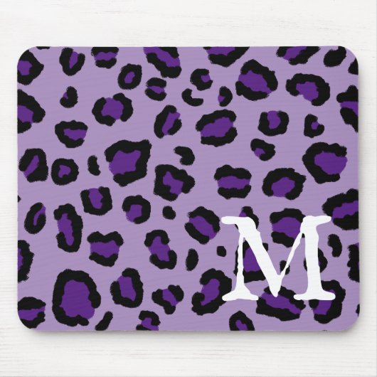Royal Paars Leopard Print Monogram Muismat (Voorkant)