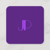 Royal Paars Modern Elegant Monogram Sjabloon Vierkante Visitekaartje (Voorkant)