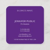 Royal Paars Modern Elegant Monogram Sjabloon Vierkante Visitekaartje (Achterkant)
