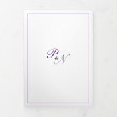 Royal Paars Monogram Formele Foto Weddenschap Drieluik Uitnodiging (Cover)