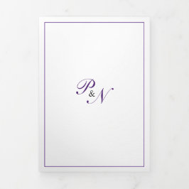 Royal Paars Monogram Formele Foto Weddenschap Drieluik Uitnodiging