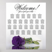 Royal Paars Roos 26 Table Wedding Seating Chart Poster (Voorkant)
