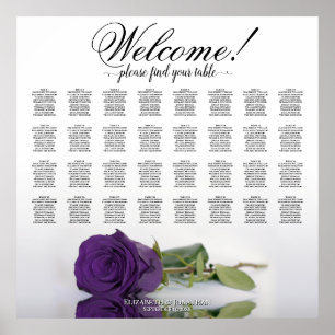 Royal Paars Roos 32 Table Wedding Seating Chart Poster