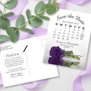 Royal Paars Roos Wedding Calendar Save the Date Aankondigingskaart