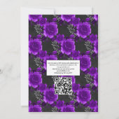 Royal Paars & Silver Floral QR Code RSVP Weddensch Kaart (Achterkant)