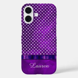 Royal Paars Silver Gem - Gepersonaliseerd iPhone 16 Hoesje