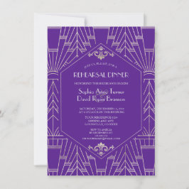 Royal Paars Silver Great Gatsby Rehearsal Dinner Kaart