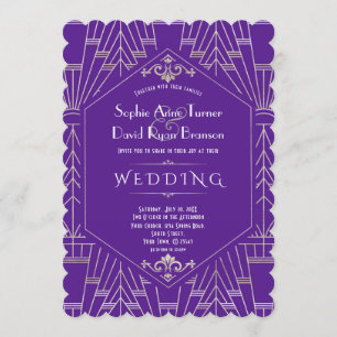 Royal Paars Silver Great Gatsby Wedding 1920 Kaart