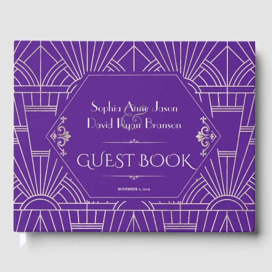 Royal Paars Silver Great Gatsby Wedding Gastenboek (Voorkant)