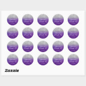 Royal Paars Silver Ombre Glitter Sweet 16 Ronde Sticker (Vel)