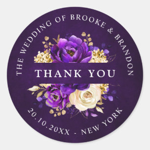 Royal Paars Violet Gold Botanical Bedankt Clas Ronde Sticker