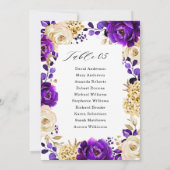 Royal Paars Violet Gold Botanical Seating Chart I Kaart (Achterkant)