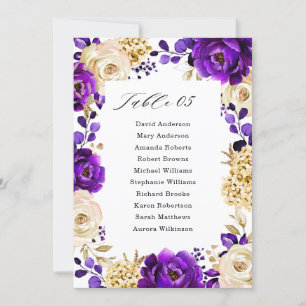 Royal Paars Violet Gold Botanical Seating Chart I Kaart