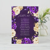 Royal Paars Violet Gold Botanical Seating Chart I Kaart (Staand voorkant)