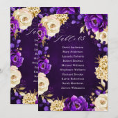 Royal Paars Violet Gold Botanical Seating Chart I Kaart (Voorkant / Achterkant)