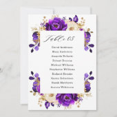 Royal Paars Violet Gold Botanical Seating Chart Kaart (Voorkant)