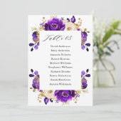 Royal Paars Violet Gold Botanical Seating Chart Kaart (Staand voorkant)