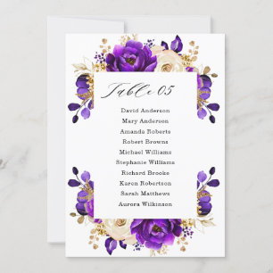 Royal Paars Violet Gold Botanical Seating Chart Kaart