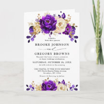 Royal Paars Violet Gold Floral Botanical Wedding