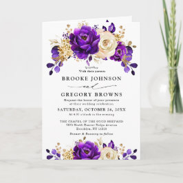 Royal Paars Violet Gold Floral Botanical Wedding